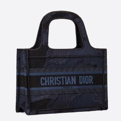 Dior Mini Book Tote Bag In Blue Camouflage Canvas TDBS2960