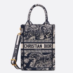 Dior Mini Book Tote Phone Bag In Blue Toile de Jouy Reverse Embroidery TDBS2968