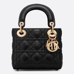 Dior Mini Lady Dior Bag In Black Lambskin TDBS25278