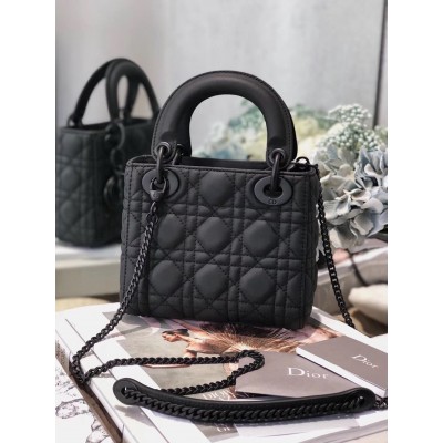 Dior Mini Lady Dior Bag In Black Ultra Matte Calfskin TDBS25280