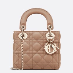 Dior Mini Lady Dior Bag In Blush Cannage Lambskin TDBS25281