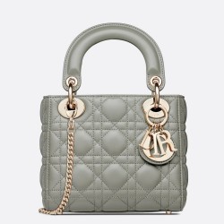 Dior Mini Lady Dior Bag In Grey Cannage Lambskin TDBS25286