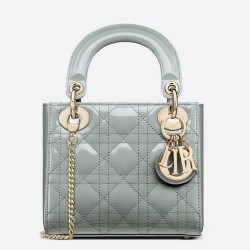 Dior Mini Lady Dior Bag In Grey Patent Calfskin TDBS25287