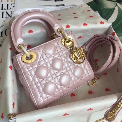 Dior Mini Lady Dior Bag In Lotus Pearly Lambskin TDBS25289