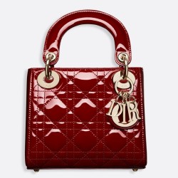 Dior Mini Lady Dior Bag In Red Patent Calfskin TDBS25293