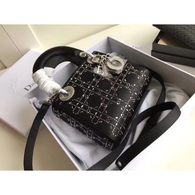 Dior Mini Lady Dior Bag In Satin With Rhinestones TDBS25294