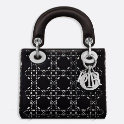 Dior Mini Lady Dior Bag In Satin With Rhinestones TDBS25294