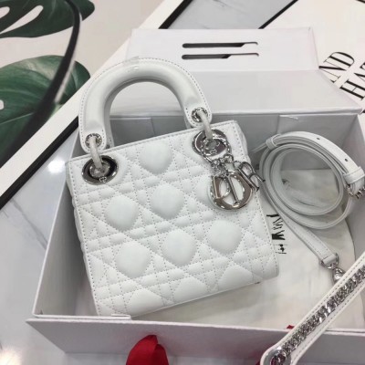 Dior Mini Lady Dior Bag In White Lambskin TDBS25296