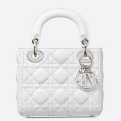 Dior Mini Lady Dior Bag In White Lambskin TDBS25296