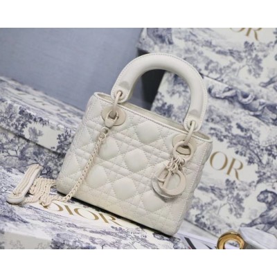 Dior Mini Lady Dior Bag In White Ultramatte Calfskin TDBS25298