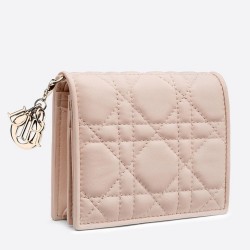 Dior Mini Lady Dior Wallet In Pink Lambskin TDBS25569