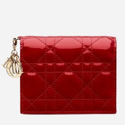 Dior Mini Lady Dior Wallet In Red Patent Leather TDBS25570