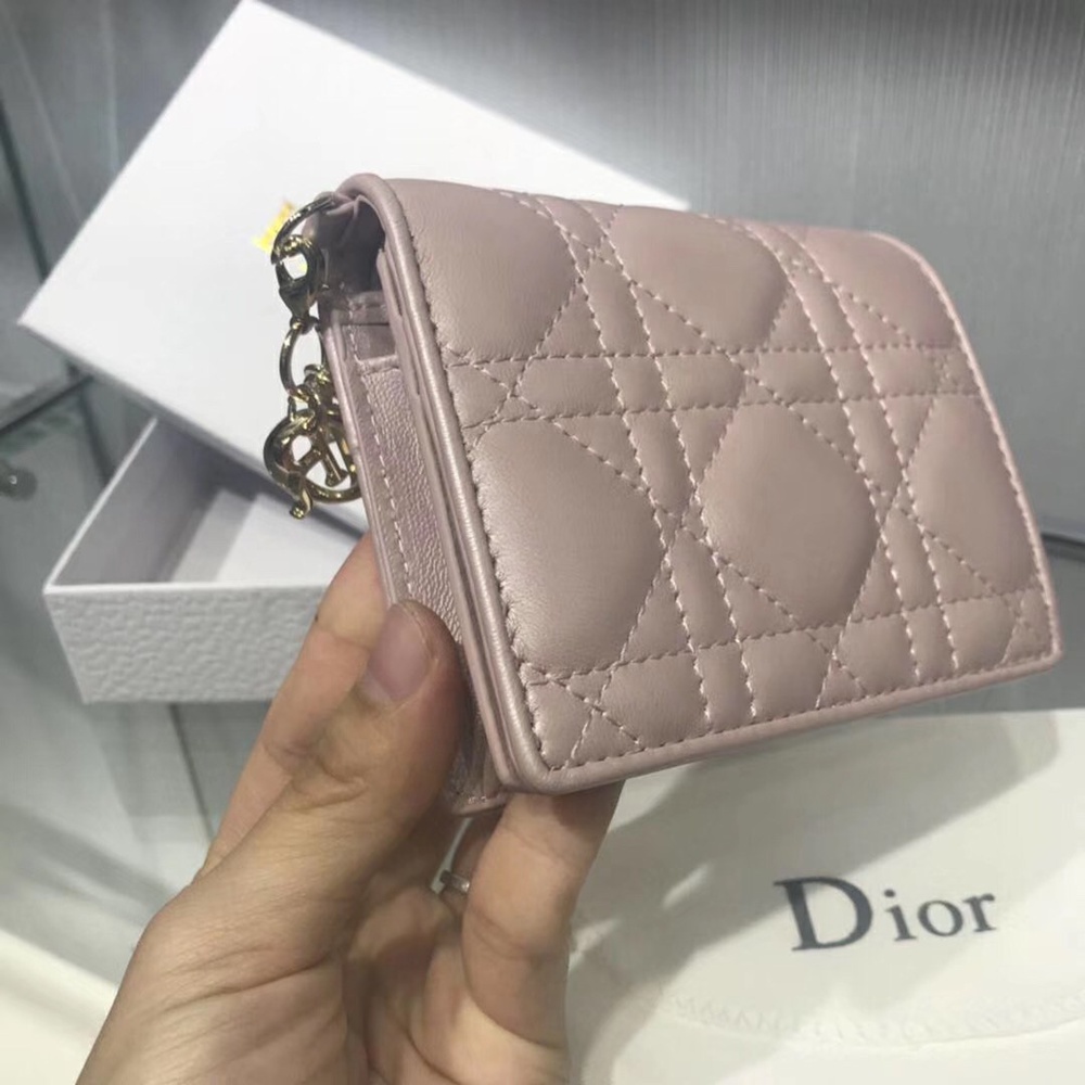 Dior Mini Lady Dior Wallet In lotus Pearly Lambskin TDBS25567