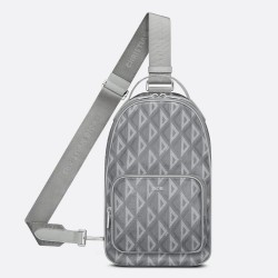 Dior Mini Rider Sling Bag In Gray CD Diamond Canvas TDBS25067