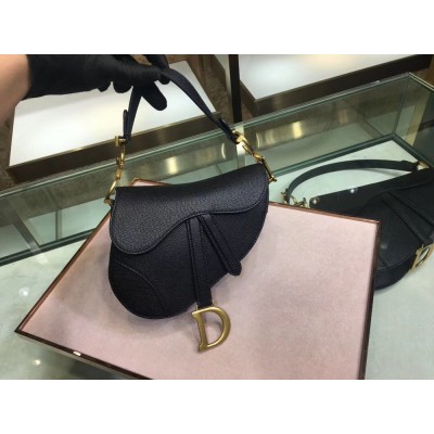 Dior Mini Saddle Bag In Black Grained Calfskin TDBS25417