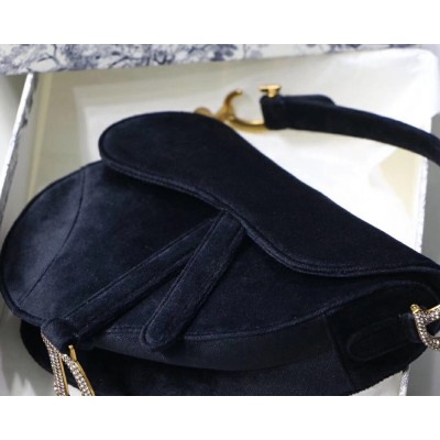 Dior Mini Saddle Bag In Black Velvet TDBS25419