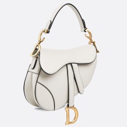 Dior Mini Saddle Bag In White Grained Calfskin TDBS25426