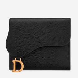 Dior Mini Saddle Tri-Fold Wallet In Black Calfskin TDBS25571