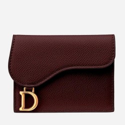 Dior Mini Saddle Tri-Fold Wallet In Scarlet Red Calfskin TDBS25574