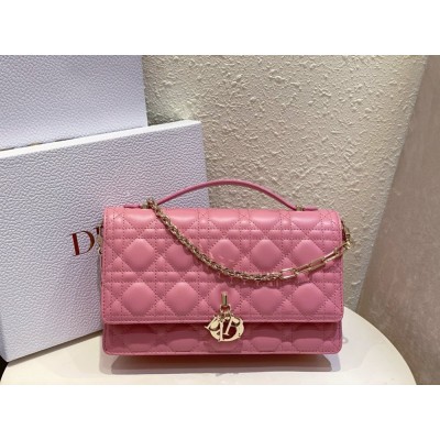 Dior Miss Dior Top Handle Bag in Melocoton Pink Cannage Lambskin TDBS25527