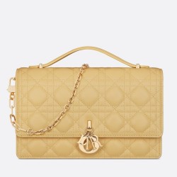 Dior Miss Dior Top Handle Bag in Pastel Yellow Cannage Lambskin TDBS25528