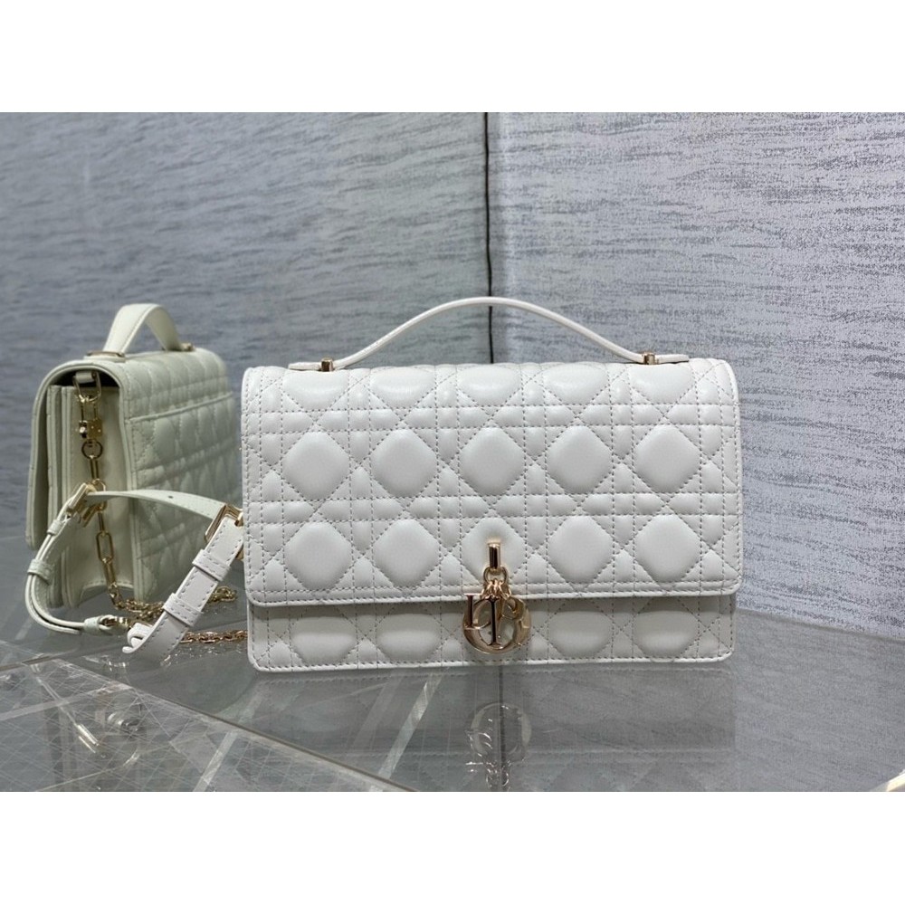 Dior Miss Dior Top Handle Bag in White Cannage Lambskin TDBS25529