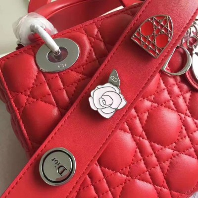 Dior My Lady Dior Bag In Red Lambskin TDBS25310