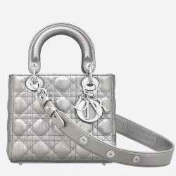 Dior My Lady Dior Bag In Silver Grained Calfskin TDBS25312