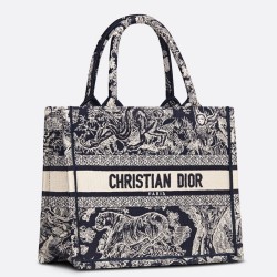 Dior New Small Book Tote In Blue Toile de Jouy Reverse Embroidery TDBS2975