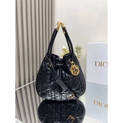 Dior Nolita Medium Bag in Black Macrocannage Lambskin TDBS25069