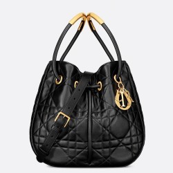 Dior Nolita Medium Bag in Black Macrocannage Lambskin TDBS25069