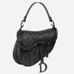 Dior Saddle Bag In Black Braided Leather Strips With Fringe TDBS25429