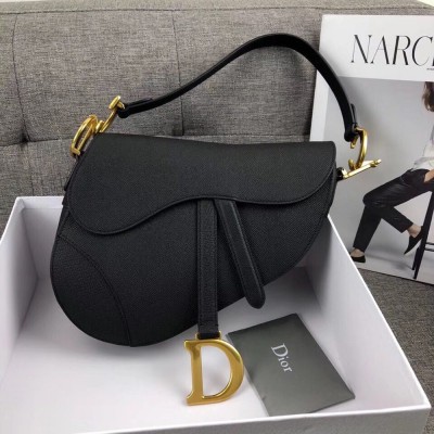 Dior Saddle Bag In Black Grained Calfskin TDBS25432