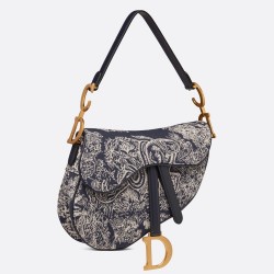 Dior Saddle Bag In Blue Toile de Jouy Reverse Jacquard TDBS25440