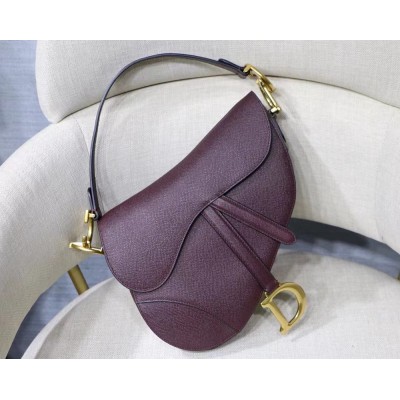 Dior Saddle Bag In Bordeaux Grained Calfskin TDBS25443