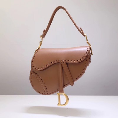 Dior Saddle Bag In Brown Calfskin With Threaded Edges TDBS25445