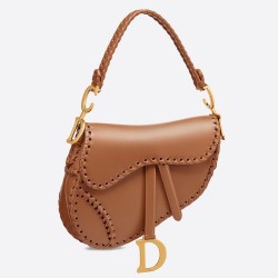 Dior Saddle Bag In Brown Calfskin With Threaded Edges TDBS25445