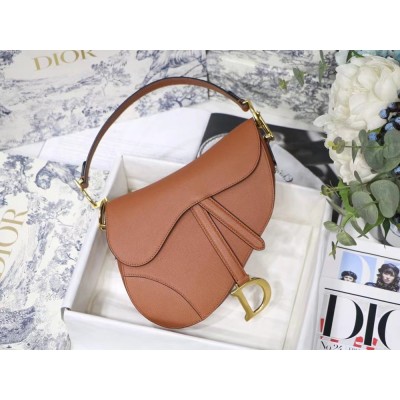 Dior Saddle Bag In Brown Grained Calfskin TDBS25447