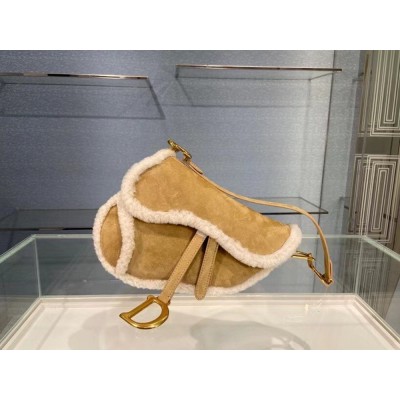 Dior Saddle Bag In Camel Shearling TDBS25449