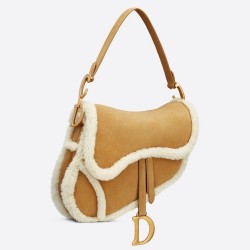 Dior Saddle Bag In Camel Shearling TDBS25449