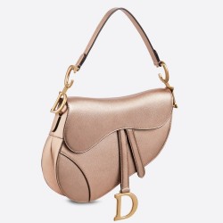 Dior Saddle Bag In Champagne Metallic Grained Calfskin TDBS25450