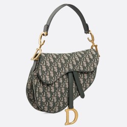 Dior Saddle Bag In Green Oblique Jacquard Canvas TDBS25456