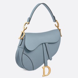 Dior Saddle Bag In Sky Blue Grained Calfskin TDBS25459