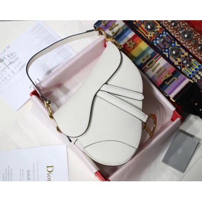 Dior Saddle Bag In White Grained Calfskin TDBS25462