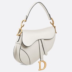 Dior Saddle Bag In White Grained Calfskin TDBS25462