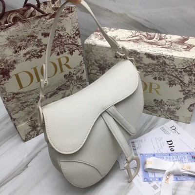 Dior Saddle Bag In White Matte Calfskin TDBS25463