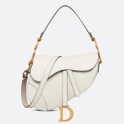 Dior Saddle Bag with Strap in White Grained Calfskin TDBS25513