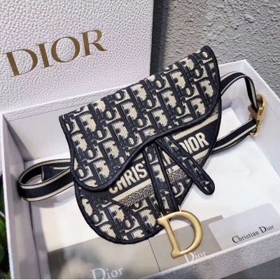 Dior Saddle Pouch Belt Bag In Blue Oblique Canvas TDBS25467