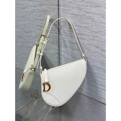 Dior Saddle Rodeo Pouch in White Goatskin TDBS25470