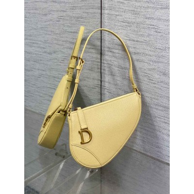 Dior Saddle Rodeo Pouch in Yellow Goatskin TDBS25471